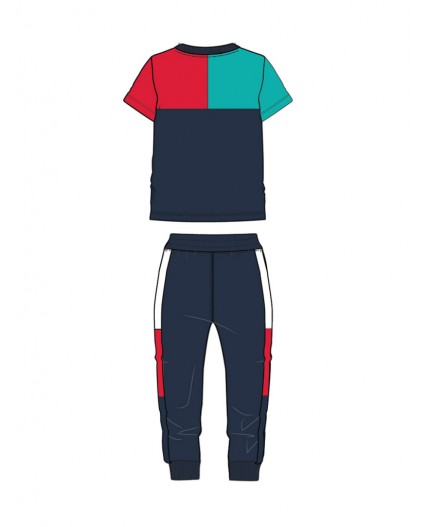 Комплект трикотажный для мальчиков: фуфайка (футболка), брюки тёмно-синий,красный,голубой