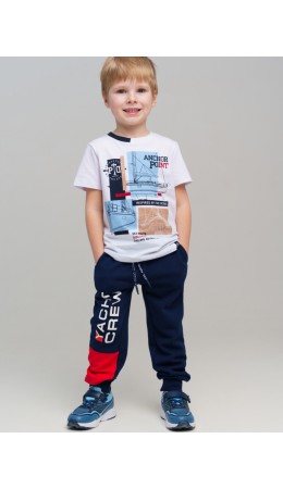 Брюки трикотажные для мальчиков тёмно-синий,красный