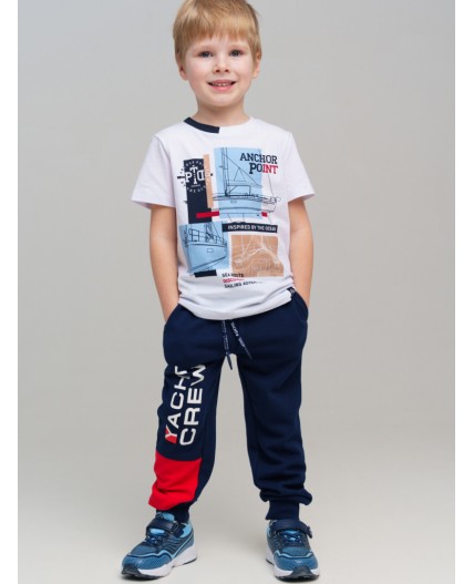 Брюки трикотажные для мальчиков тёмно-синий,красный