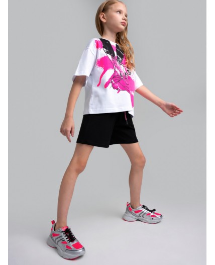 Полуботинки для девочек фуксия,серебряный