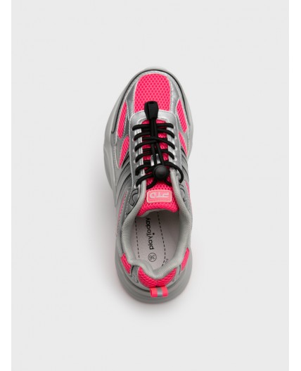 Полуботинки для девочек фуксия,серебряный