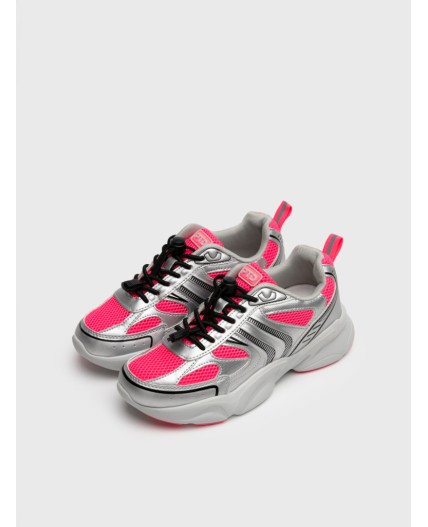 Полуботинки для девочек фуксия,серебряный