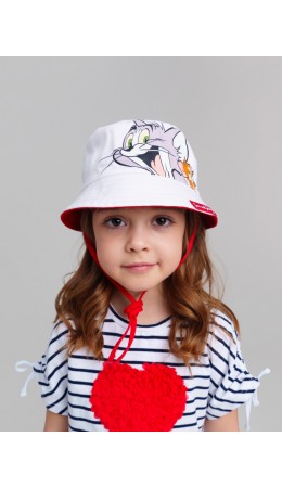 Панама текстильная для девочек белый,красный
