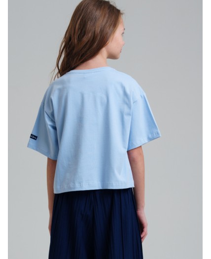 Фуфайка трикотажная для девочек (футболка) голубой