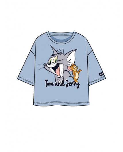 Фуфайка трикотажная для девочек (футболка) голубой