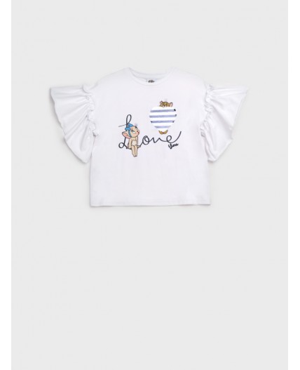 Фуфайка трикотажная для девочек (футболка) белый