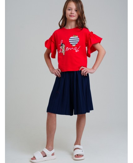 Фуфайка трикотажная для девочек (футболка) красный