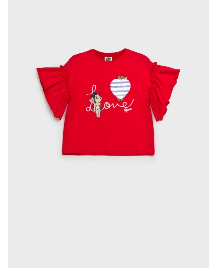 Фуфайка трикотажная для девочек (футболка) красный