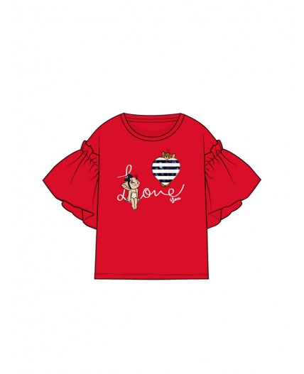 Фуфайка трикотажная для девочек (футболка) красный