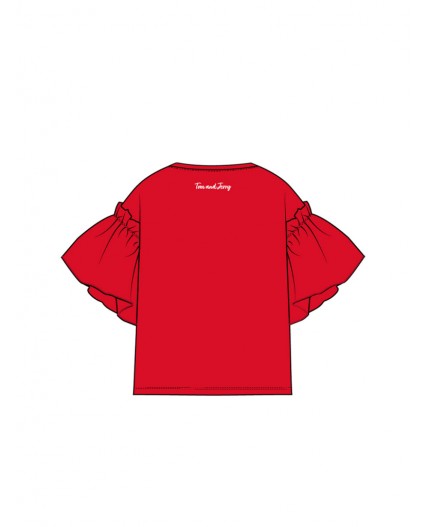 Фуфайка трикотажная для девочек (футболка) красный