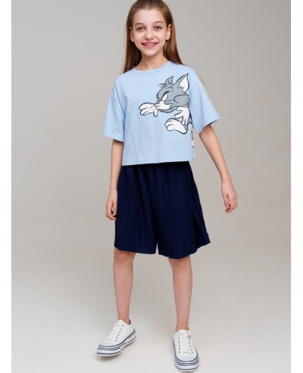 Фуфайка трикотажная для девочек (футболка) голубой