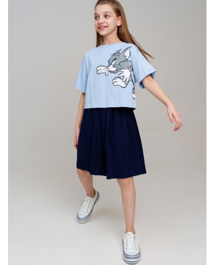 Фуфайка трикотажная для девочек (футболка) голубой