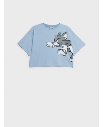 Фуфайка трикотажная для девочек (футболка) голубой