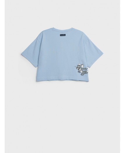 Фуфайка трикотажная для девочек (футболка) голубой