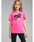 Фуфайка трикотажная для девочек (футболка) фуксия,черный