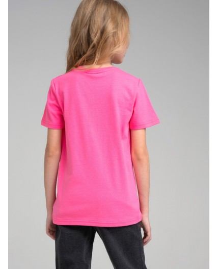 Фуфайка трикотажная для девочек (футболка) фуксия,черный