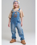 Полукомбинезон текстильный джинсовый для девочек голубой