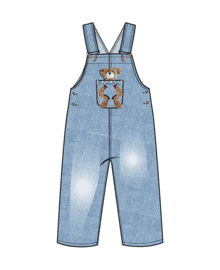 Полукомбинезон текстильный джинсовый для девочек голубой