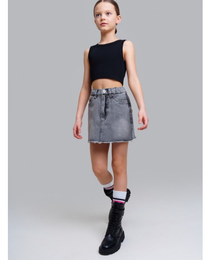 Юбка текстильная джинсовая для девочек серый