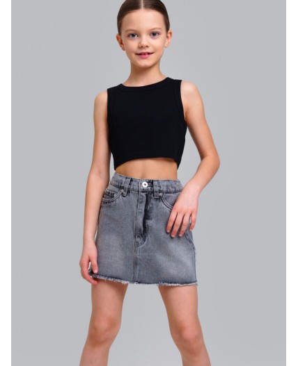 Юбка текстильная джинсовая для девочек серый