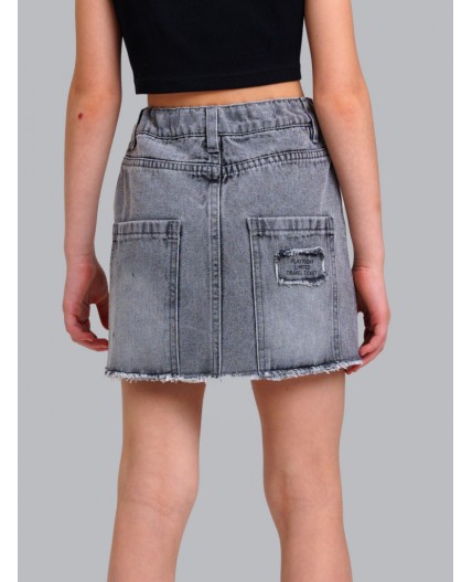 Юбка текстильная джинсовая для девочек серый