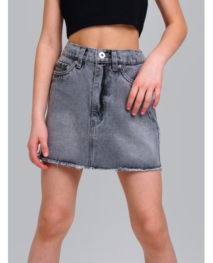 Юбка текстильная джинсовая для девочек серый