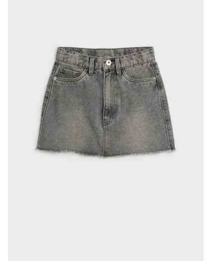 Юбка текстильная джинсовая для девочек серый