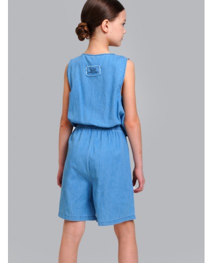 Полукомбинезон текстильный джинсовый для девочек голубой
