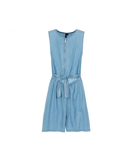 Полукомбинезон текстильный джинсовый для девочек голубой