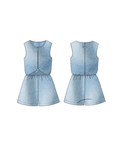 Полукомбинезон текстильный джинсовый для девочек голубой