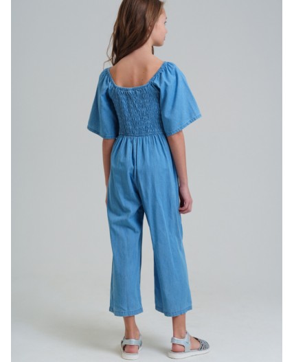 Комбинезон текстильный джинсовый для девочек голубой