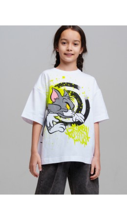 Фуфайка трикотажная для девочек (футболка) белый