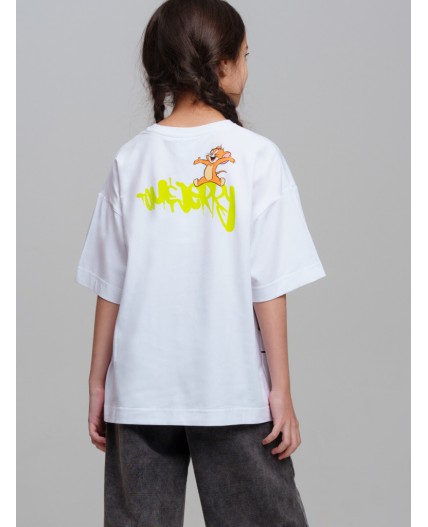 Фуфайка трикотажная для девочек (футболка) белый