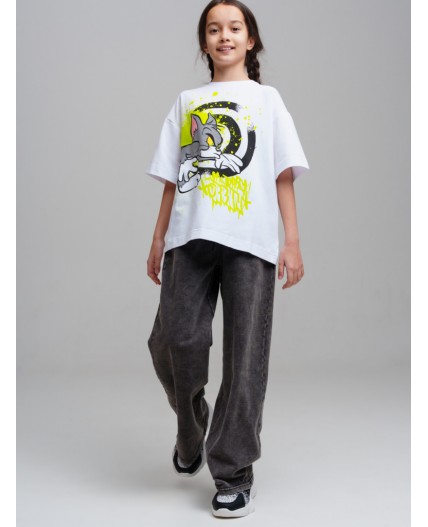 Фуфайка трикотажная для девочек (футболка) белый