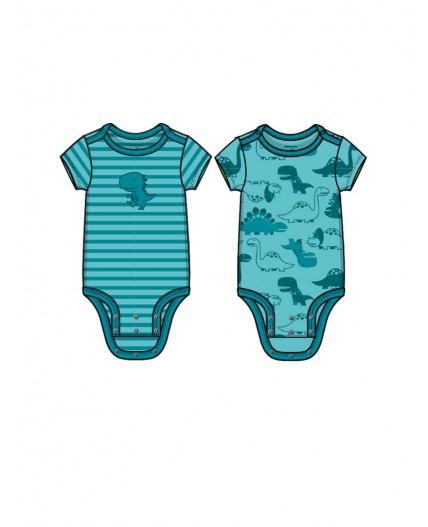 Боди детское трикотажное для мальчиков, 2 шт в комплекте голубой