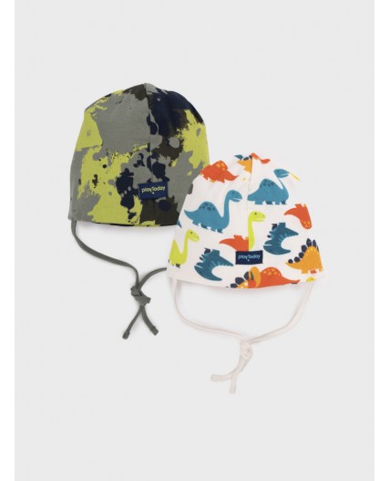 Шапка детская трикотажная для мальчиков, 2 шт в комплекте разноцветный