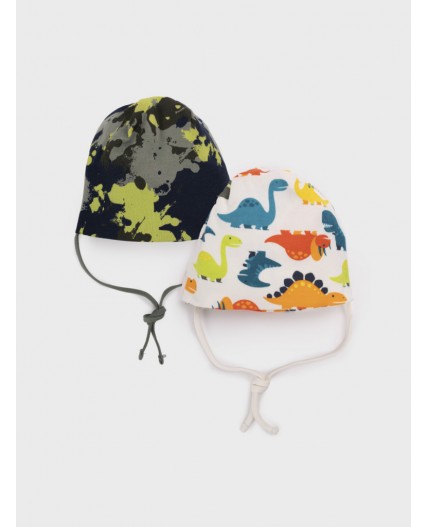 Шапка детская трикотажная для мальчиков, 2 шт в комплекте разноцветный