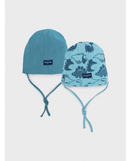 Шапка детская трикотажная для мальчиков, 2 шт в комплекте голубой