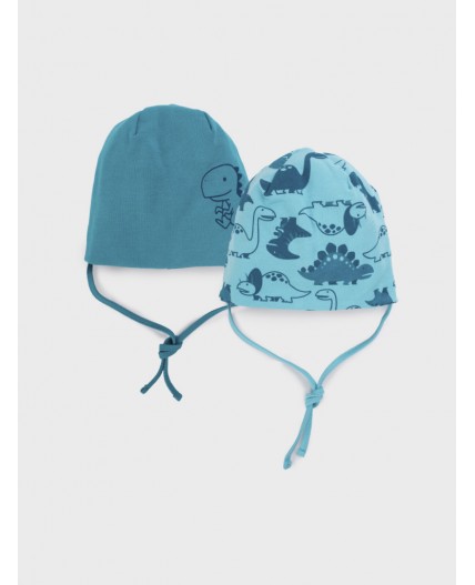 Шапка детская трикотажная для мальчиков, 2 шт в комплекте голубой