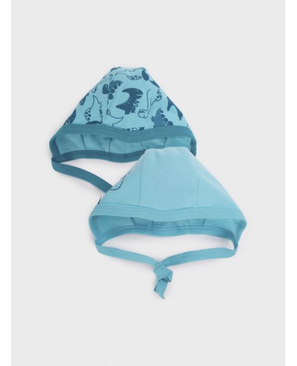 Чепчик детский трикотажный для мальчиков, 2 шт в комплекте голубой