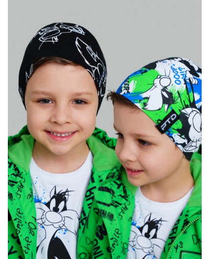 Шапка трикотажная для мальчиков, 2 шт в комплекте разноцветный,черный