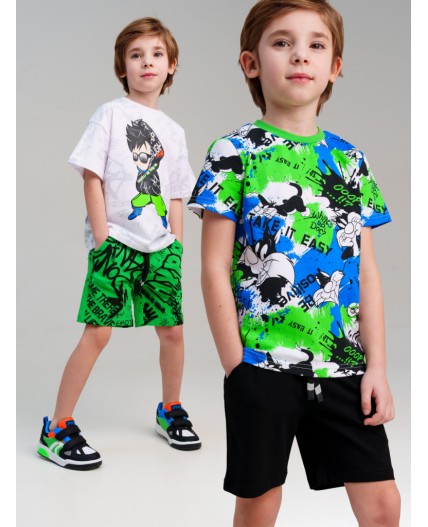 Шорты трикотажные для мальчиков, 2 шт в комплекте светло-зеленый,черный