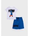 Комплект трикотажный для мальчиков: фуфайка (футболка), шорты белый,синий