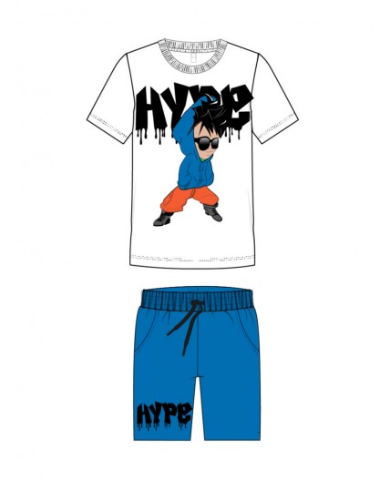 Комплект трикотажный для мальчиков: фуфайка (футболка), шорты белый,синий