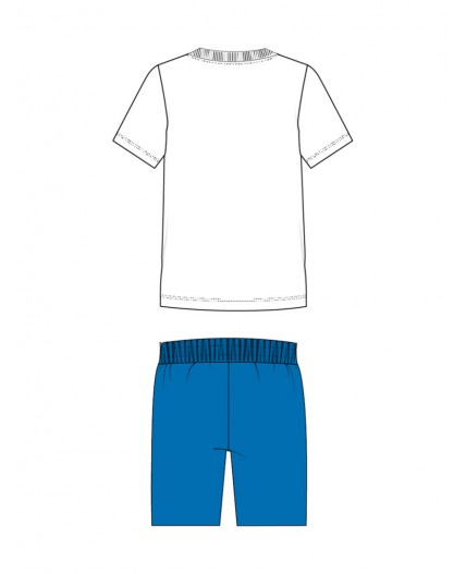 Комплект трикотажный для мальчиков: фуфайка (футболка), шорты белый,синий