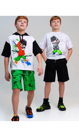 Шорты трикотажные для мальчиков, 2 шт в комплекте светло-зеленый,синий