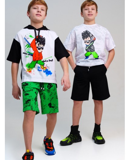 Шорты трикотажные для мальчиков, 2 шт в комплекте светло-зеленый,синий