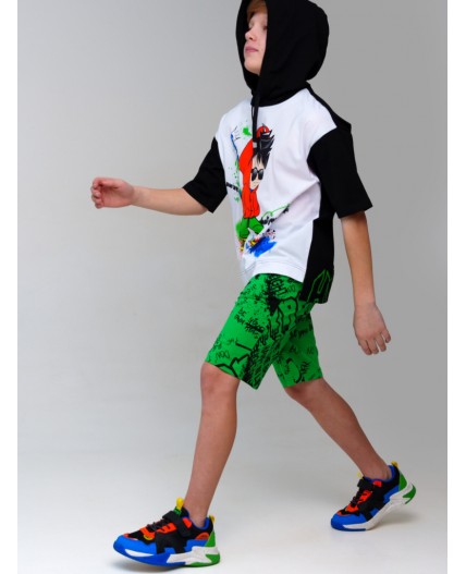 Шорты трикотажные для мальчиков, 2 шт в комплекте светло-зеленый,синий