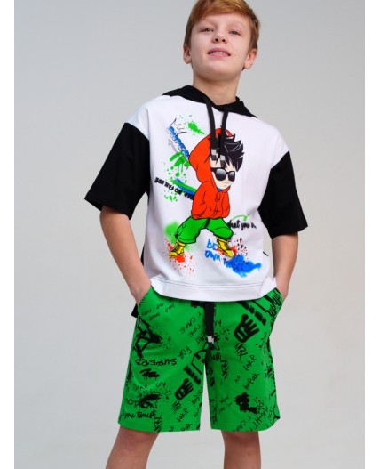 Шорты трикотажные для мальчиков, 2 шт в комплекте светло-зеленый,синий