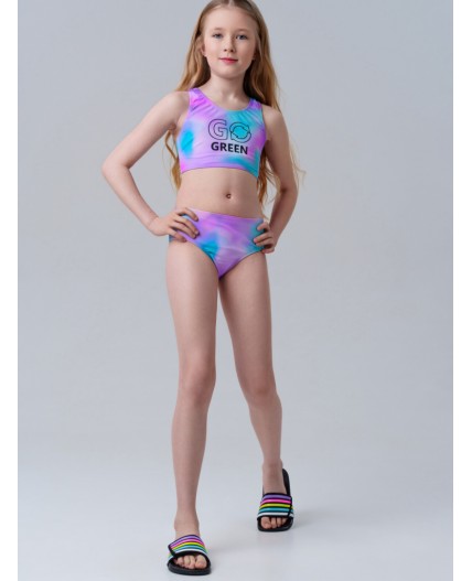 Купальный костюм трикотажный для девочек разноцветный